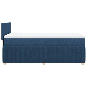 vidaXL Κρεβάτι Boxspring με Στρώμα Μπλε 100 x 200 εκ. Υφασμάτινο
