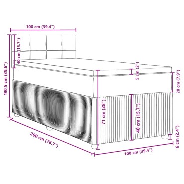 vidaXL Κρεβάτι Boxspring με Στρώμα Σκούρο Καφέ 100x200 εκ. Υφασμάτινο