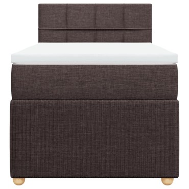 vidaXL Κρεβάτι Boxspring με Στρώμα Σκούρο Καφέ 100x200 εκ. Υφασμάτινο