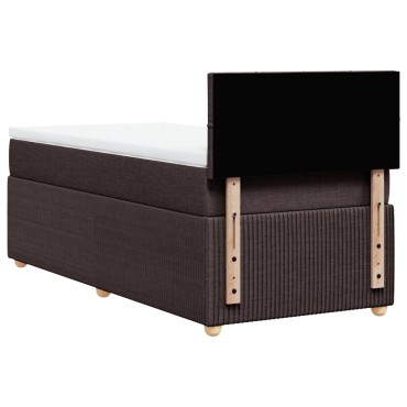 vidaXL Κρεβάτι Boxspring με Στρώμα Σκούρο Καφέ 100x200 εκ. Υφασμάτινο