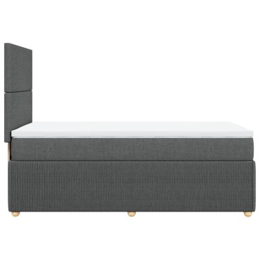vidaXL Κρεβάτι Boxspring με Στρώμα Σκούρο Γκρι 90x200 εκ. Υφασμάτινο