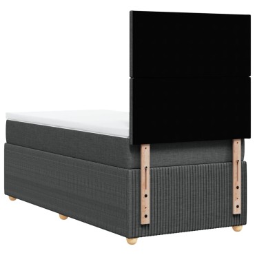 vidaXL Κρεβάτι Boxspring με Στρώμα Σκούρο Γκρι 90x200 εκ. Υφασμάτινο