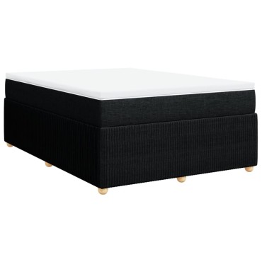 vidaXL Κρεβάτι Boxspring με Στρώμα Μαύρο 140x190 εκ. Υφασμάτινο