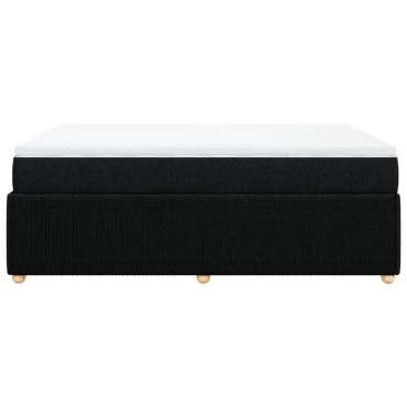 vidaXL Κρεβάτι Boxspring με Στρώμα Μαύρο 140x190 εκ. Υφασμάτινο