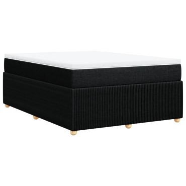 vidaXL Κρεβάτι Boxspring με Στρώμα Μαύρο 140x190 εκ. Υφασμάτινο