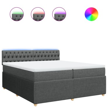 vidaXL Κρεβάτι Boxspring με Στρώμα Σκούρο Γκρι 200x200 εκ. Υφασμάτινο