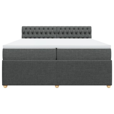 vidaXL Κρεβάτι Boxspring με Στρώμα Σκούρο Γκρι 200x200 εκ. Υφασμάτινο