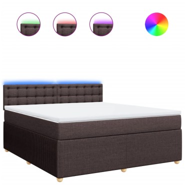vidaXL Κρεβάτι Boxspring με Στρώμα Σκούρο Καφέ 180x200 εκ Υφασμάτινο