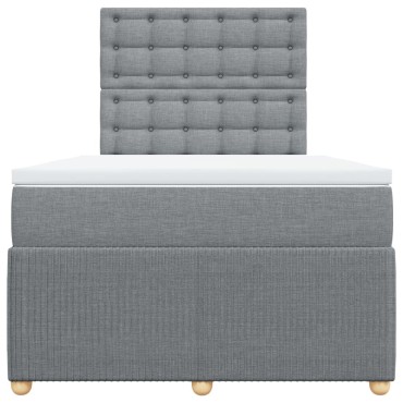 vidaXL Κρεβάτι Boxspring με Στρώμα Ανοιχτό Γκρι 120x200 εκ. Υφασμάτινο