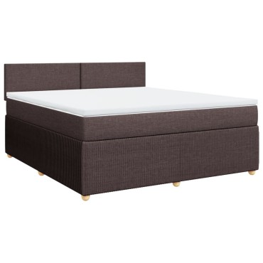 vidaXL Κρεβάτι Boxspring με Στρώμα Σκούρο Καφέ 180x200 εκ Υφασμάτινο