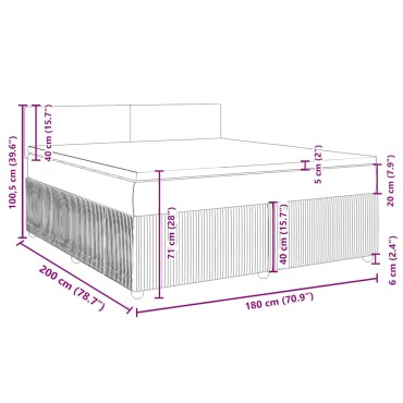 vidaXL Κρεβάτι Boxspring με Στρώμα Σκούρο Καφέ 180x200 εκ Υφασμάτινο