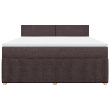 vidaXL Κρεβάτι Boxspring με Στρώμα Σκούρο Καφέ 180x200 εκ Υφασμάτινο