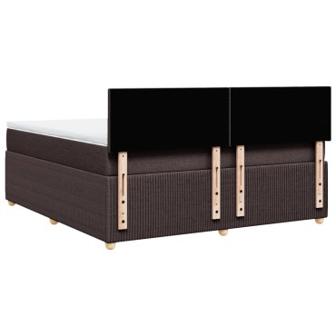 vidaXL Κρεβάτι Boxspring με Στρώμα Σκούρο Καφέ 180x200 εκ Υφασμάτινο