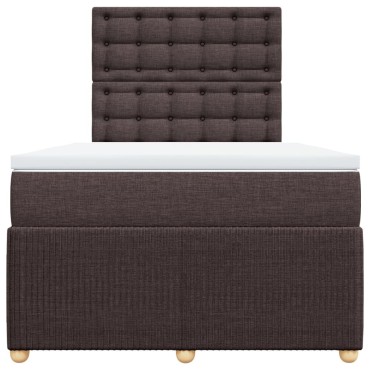 vidaXL Κρεβάτι Boxspring με Στρώμα Σκούρο Καφέ 120x200 εκ. Υφασμάτινο