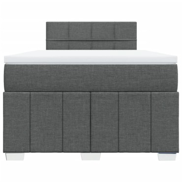 vidaXL Κρεβάτι Boxspring με Στρώμα Σκούρο Γκρι 120x200 εκ. Υφασμάτινο