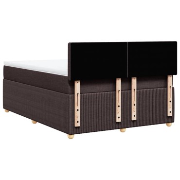 vidaXL Κρεβάτι Boxspring με Στρώμα Σκούρο Καφέ 140x200 εκ Υφασμάτινο