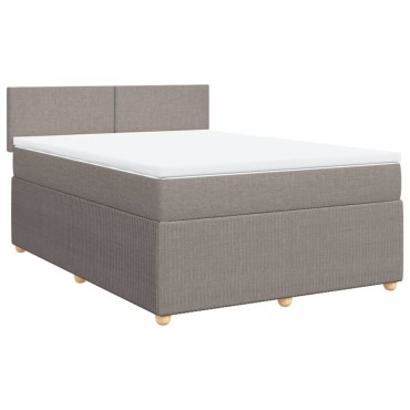 vidaXL Κρεβάτι Boxspring με Στρώμα Taupe 160x200cm Υφασμάτινο 1 τεμ. - Διπλό