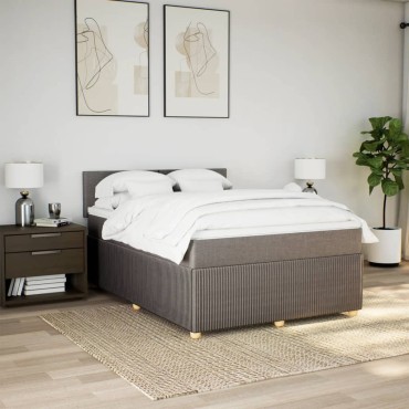vidaXL Κρεβάτι Boxspring με Στρώμα Taupe 160x200cm Υφασμάτινο 1 τεμ. - Διπλό