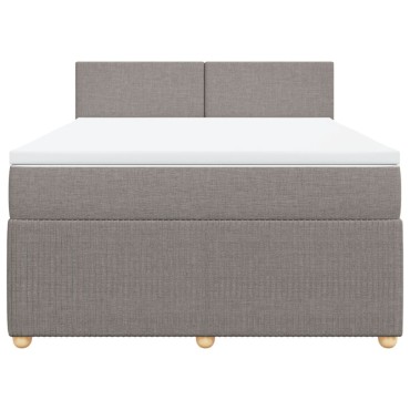 vidaXL Κρεβάτι Boxspring με Στρώμα Taupe 160x200cm Υφασμάτινο 1 τεμ. - Διπλό