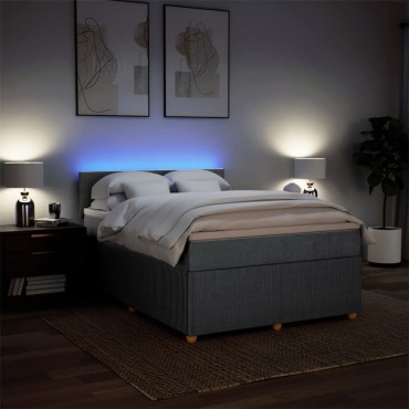 vidaXL Κρεβάτι Boxspring με Στρώμα Σκούρο Γκρι 140x200cm Υφασμάτινο 1 τεμ. - Διπλό
