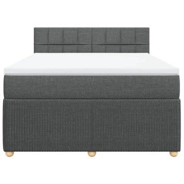 vidaXL Κρεβάτι Boxspring με Στρώμα Σκούρο Γκρι 140x200cm Υφασμάτινο 1 τεμ. - Διπλό