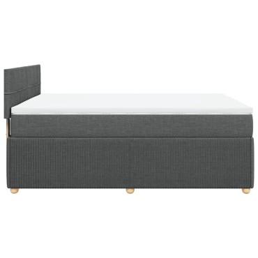 vidaXL Κρεβάτι Boxspring με Στρώμα Σκούρο Γκρι 140x200cm Υφασμάτινο 1 τεμ. - Διπλό
