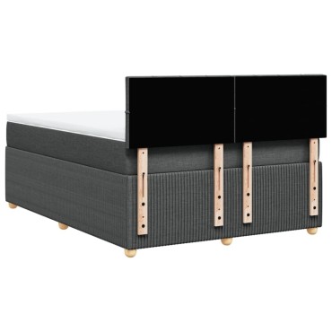 vidaXL Κρεβάτι Boxspring με Στρώμα Σκούρο Γκρι 140x200cm Υφασμάτινο 1 τεμ. - Διπλό
