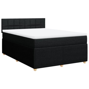 vidaXL Κρεβάτι Boxspring με Στρώμα Μαύρο 140x200cm Υφασμάτινο 1 τεμ. - Διπλό