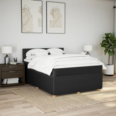 vidaXL Κρεβάτι Boxspring με Στρώμα Μαύρο 140x200cm Υφασμάτινο 1 τεμ. - Διπλό