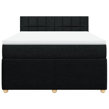 vidaXL Κρεβάτι Boxspring με Στρώμα Μαύρο 140x200cm Υφασμάτινο 1 τεμ. - Διπλό