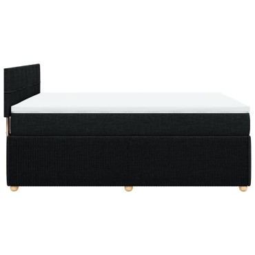 vidaXL Κρεβάτι Boxspring με Στρώμα Μαύρο 140x200cm Υφασμάτινο 1 τεμ. - Διπλό