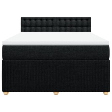 vidaXL Κρεβάτι Boxspring με Στρώμα Μαύρο 140x200 εκ. Υφασμάτινο