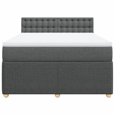 vidaXL Κρεβάτι Boxspring με Στρώμα Σκούρο Γκρι 140x200 εκ Υφασμάτινο
