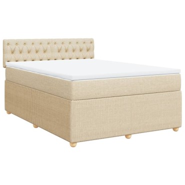vidaXL Κρεβάτι Boxspring με Στρώμα Κρεμ 160x200 εκ. Υφασμάτινο