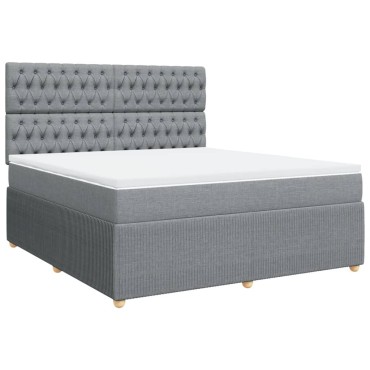 vidaXL Κρεβάτι Boxspring με Στρώμα Ανοιχτό Γκρι 180x200cm Υφασμάτινο 1 τεμ. - Διπλό