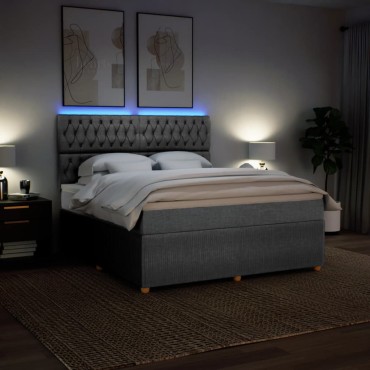 vidaXL Κρεβάτι Boxspring με Στρώμα Ανοιχτό Γκρι 180x200cm Υφασμάτινο 1 τεμ. - Διπλό