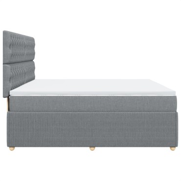 vidaXL Κρεβάτι Boxspring με Στρώμα Ανοιχτό Γκρι 180x200cm Υφασμάτινο 1 τεμ. - Διπλό