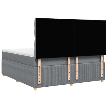 vidaXL Κρεβάτι Boxspring με Στρώμα Ανοιχτό Γκρι 180x200cm Υφασμάτινο 1 τεμ. - Διπλό