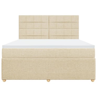 vidaXL Κρεβάτι Boxspring με Στρώμα Κρεμ 180x200 εκ. Υφασμάτινο