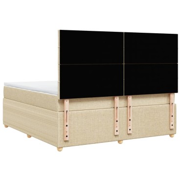 vidaXL Κρεβάτι Boxspring με Στρώμα Κρεμ 180x200 εκ. Υφασμάτινο