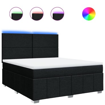 vidaXL Κρεβάτι Boxspring με Στρώμα Μαύρο 180x200 εκ. Υφασμάτινο