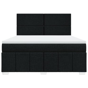 vidaXL Κρεβάτι Boxspring με Στρώμα Μαύρο 180x200 εκ. Υφασμάτινο