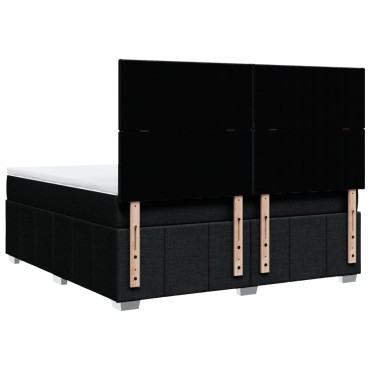 vidaXL Κρεβάτι Boxspring με Στρώμα Μαύρο 180x200 εκ. Υφασμάτινο