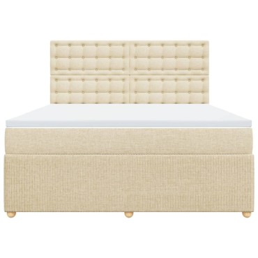 vidaXL Κρεβάτι Boxspring με Στρώμα Κρεμ 180x200cm Υφασμάτινο 1 τεμ. - Διπλό