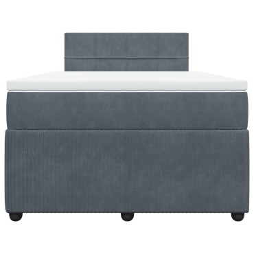 vidaXL Κρεβάτι Boxspring με Στρώμα Σκούρο Γκρι 120x200 εκ. Βελούδινο