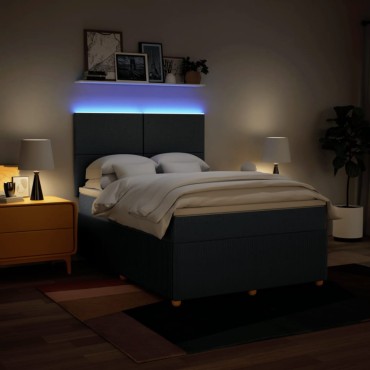 vidaXL Κρεβάτι Boxspring με Στρώμα Μπλε 140x200cm Υφασμάτινο 1 τεμ. - Διπλό