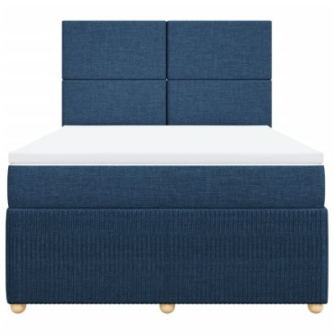 vidaXL Κρεβάτι Boxspring με Στρώμα Μπλε 140x200cm Υφασμάτινο 1 τεμ. - Διπλό