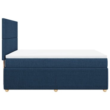 vidaXL Κρεβάτι Boxspring με Στρώμα Μπλε 140x200cm Υφασμάτινο 1 τεμ. - Διπλό
