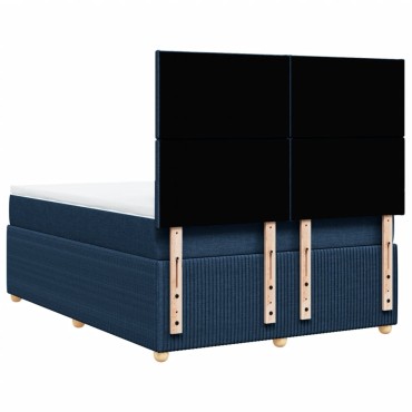 vidaXL Κρεβάτι Boxspring με Στρώμα Μπλε 140x200cm Υφασμάτινο 1 τεμ. - Διπλό