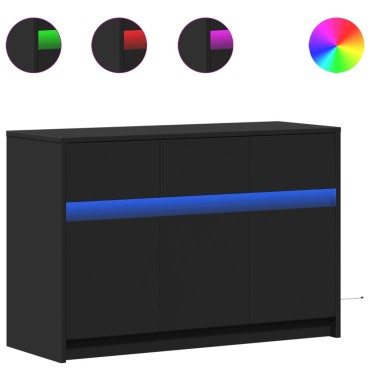 vidaXL Έπιπλο Τηλεόρασης με LED Μαύρο 91x34x61cm από Επεξ. Ξύλο